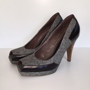 Marni Tweed Peep Toe Platform Heels